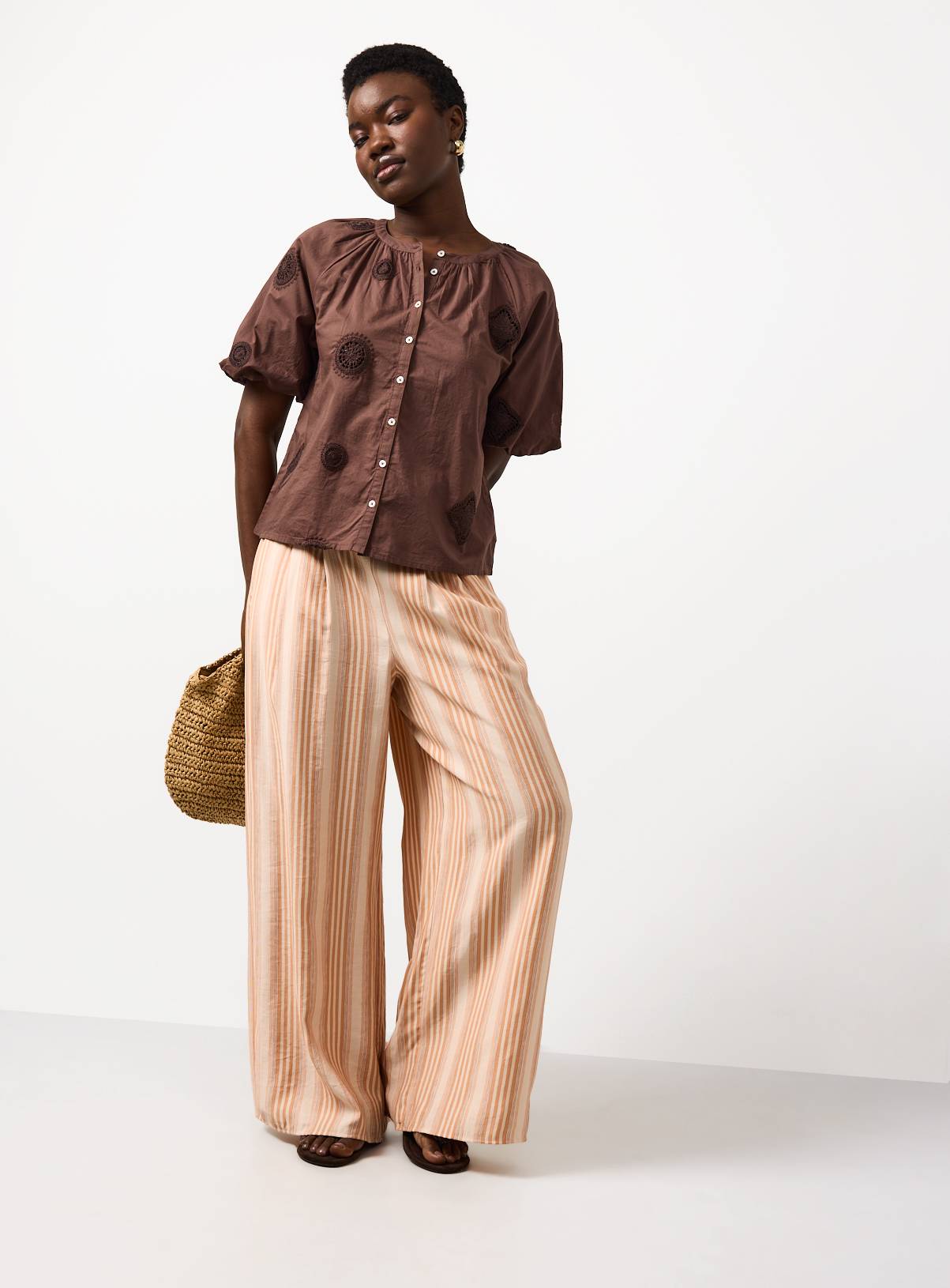 Light Orange Stripe Wide Leg Trousers 12 - Image 1